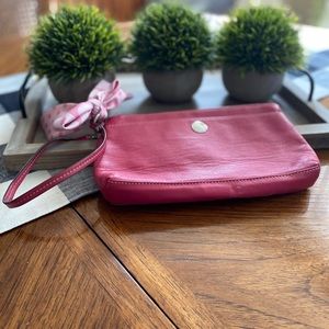 Coach hot pink leather wristlet